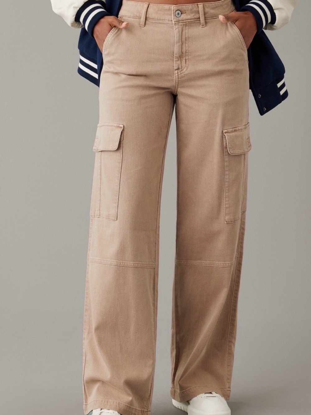 American Eagle Outfitters Tan Cargo Wide-Leg Pants